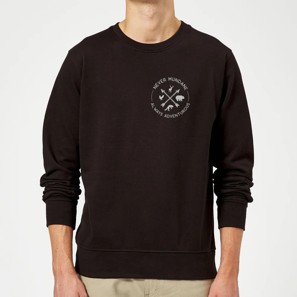 Never Mundane Pocket Print Sweatshirt - Black - S - Zwart Afbeelding 1