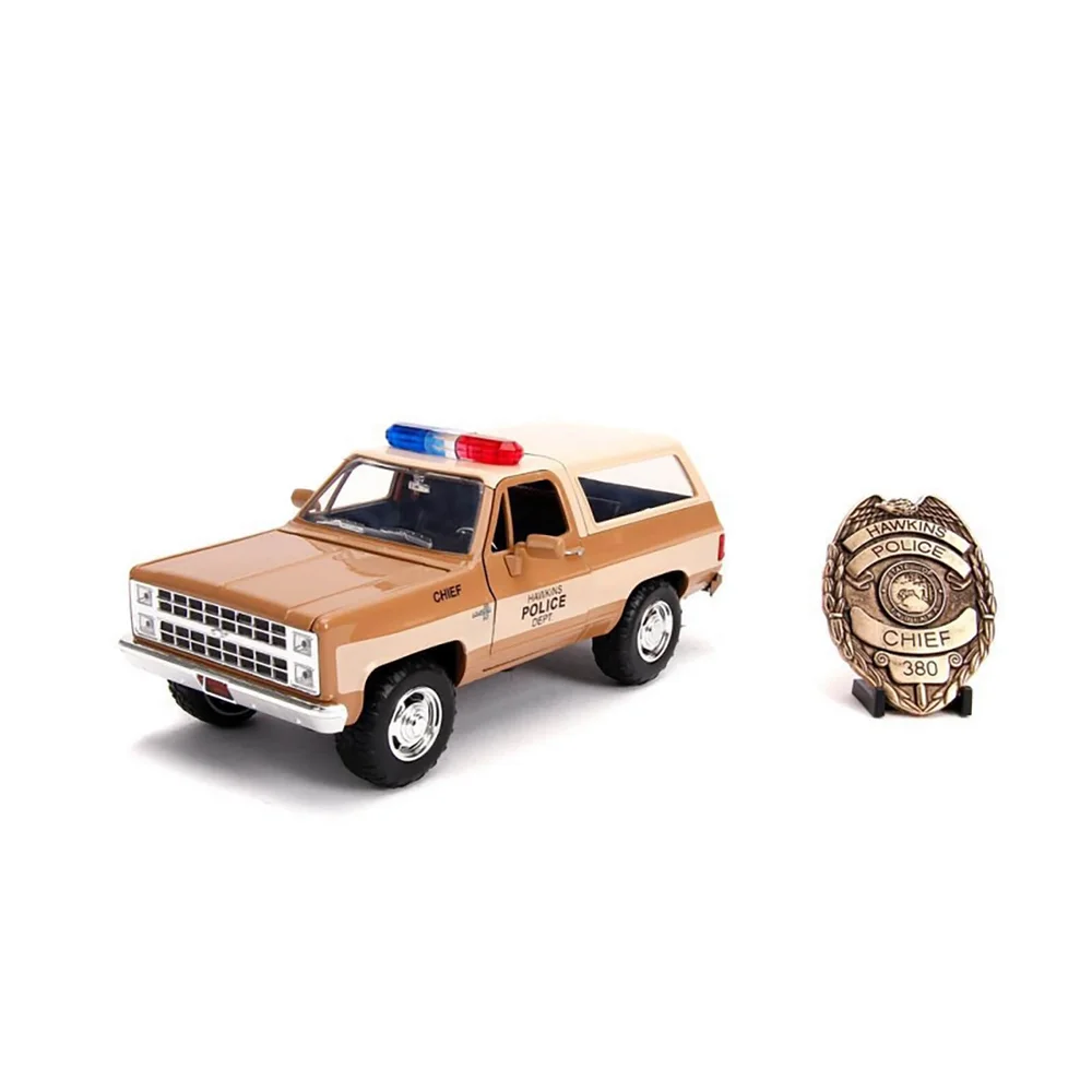 Jada Die Cast 1:24 Stranger Things Hopper's Chevy Blazer with Sheriff's Badge Afbeelding 1