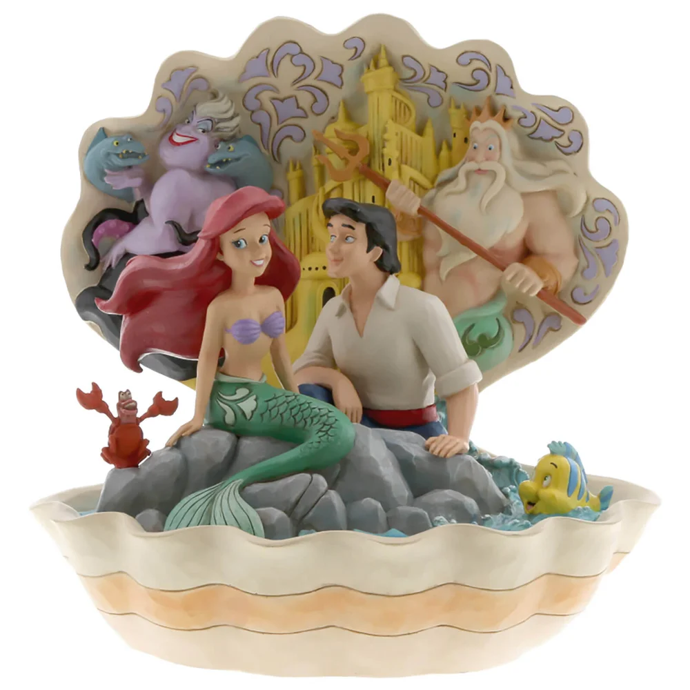 Disney Tradities - Zeeschelp Scenario (De Kleine Zeemeermin Schelp Scène Beeldje) Afbeelding 1