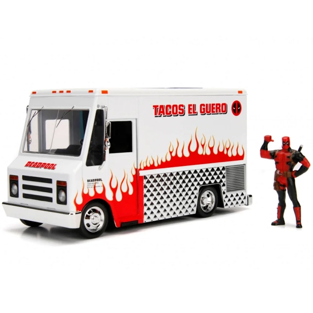 Jada Die Cast Marvel 1:24 Taco Truck and Deadpool Figure Afbeelding 1