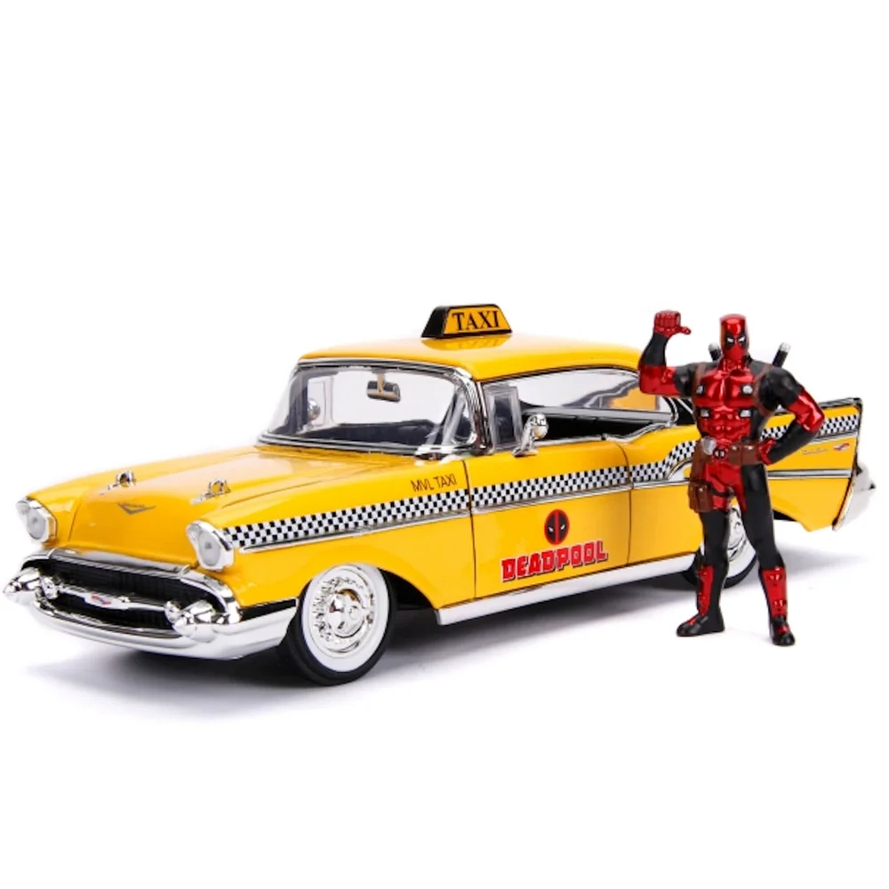Jada Die Cast Marvel 1:24 Taxi and Deadpool Figure Afbeelding 1