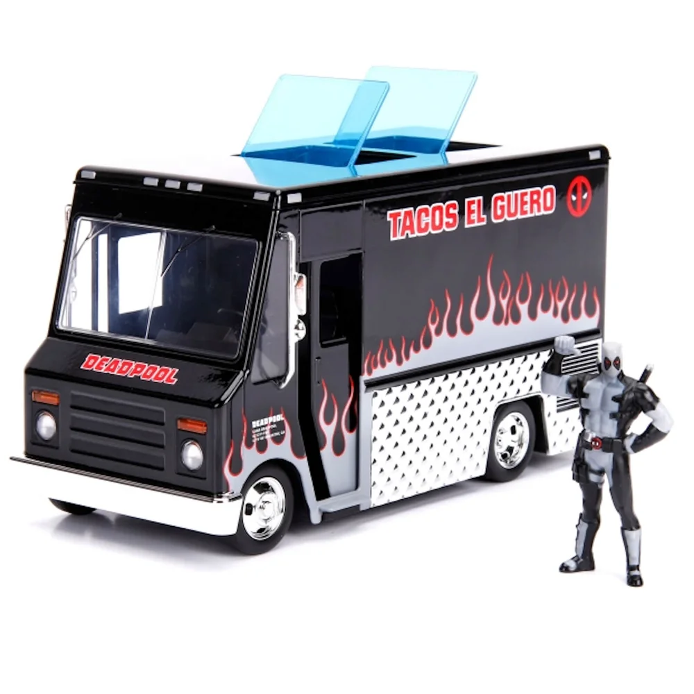 Jada Die Cast Marvel 1:24 Taco Truck and X-Force Deadpool Figure Afbeelding 1
