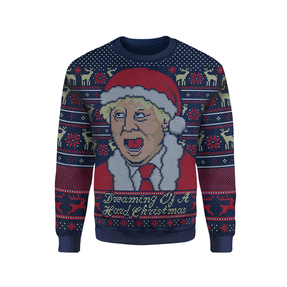 IWOOT Exclusive Boris Johnson Knitted Christmas Jumper - Navy - XL Afbeelding 1