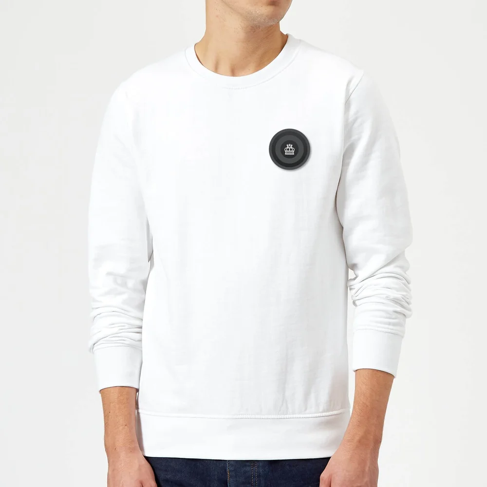 Black Checker Pocket Print Sweatshirt - White - S - Wit Afbeelding 1