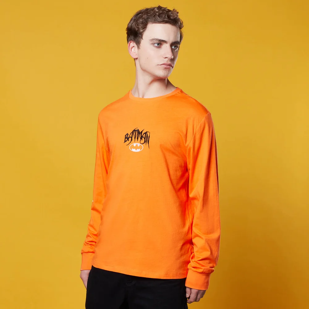Batman Embroidered Chest Long Sleeve T-Shirt - Orange - XS Afbeelding 1