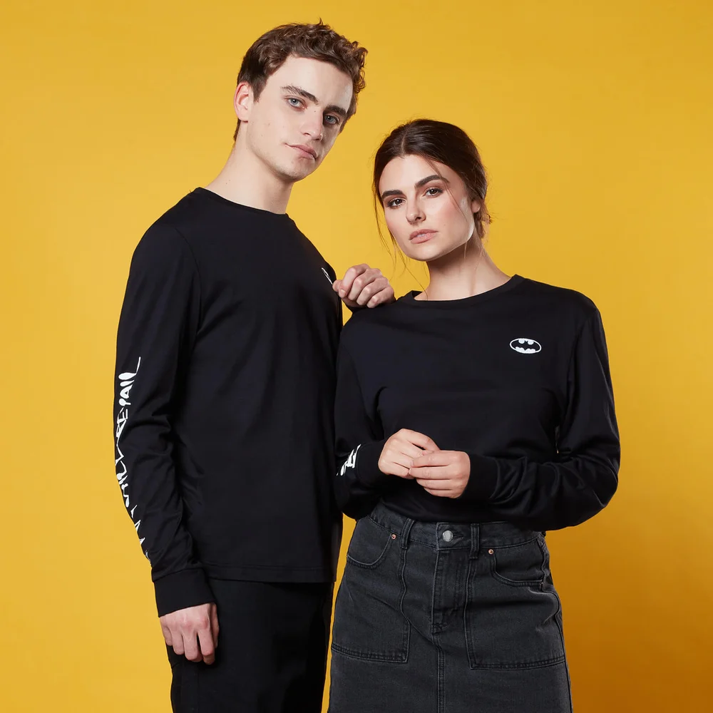 Batman Spray Paint Back Print Long Sleeve T-Shirt - Black - XS Afbeelding 1