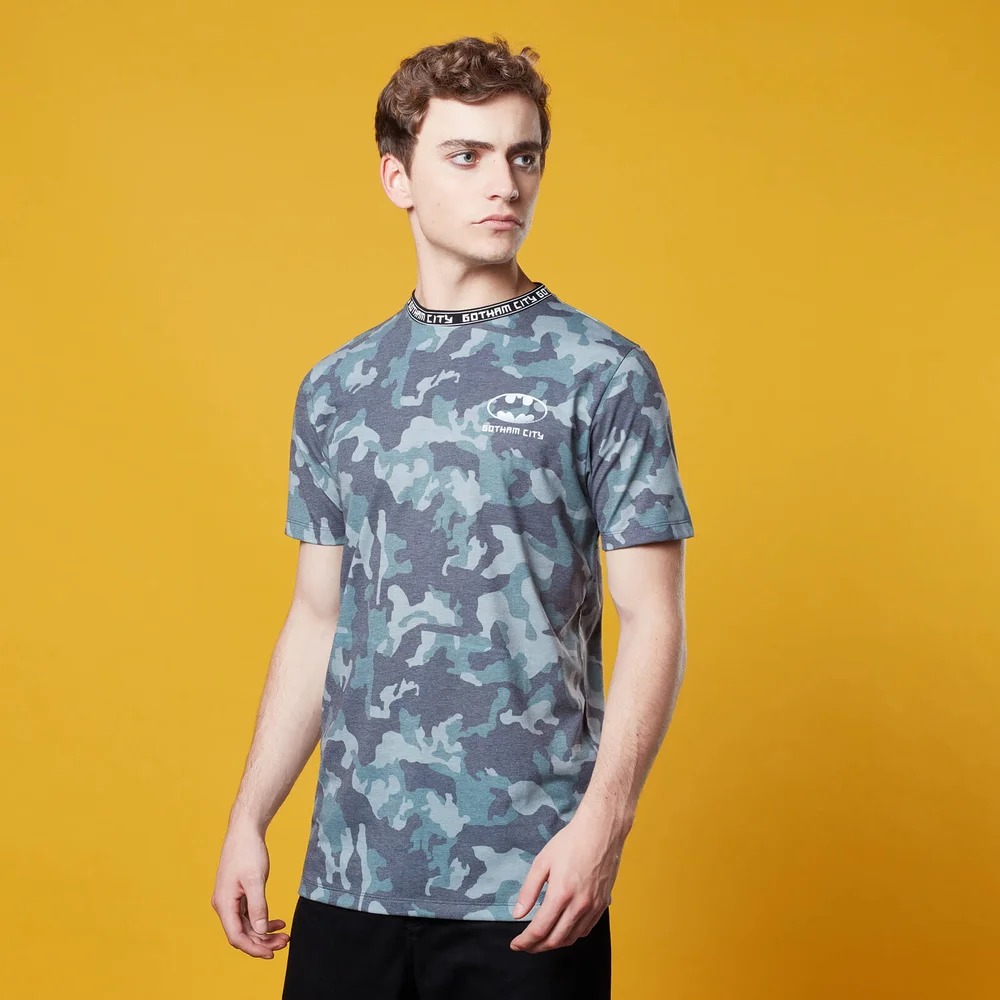 Batman Camo Neck Ribbed T-Shirt - Khaki - M Afbeelding 1