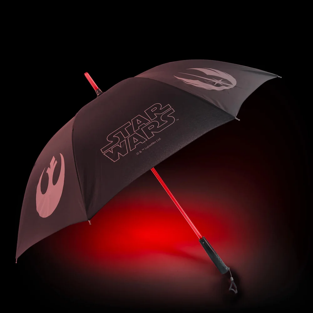 Star Wars Official Light up Lightsaber Umbrella with Torch Handle - Dark Side (Red) - Zavvi Exclusive Afbeelding 1