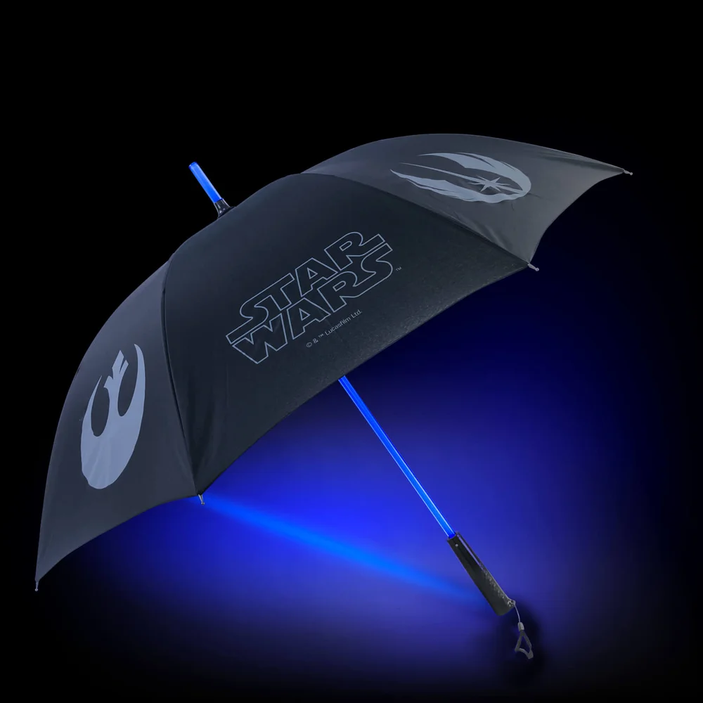 Star Wars Official Light up Lightsaber Umbrella with Torch Handle - Light Side (Blue) - Zavvi Exclusive Afbeelding 1