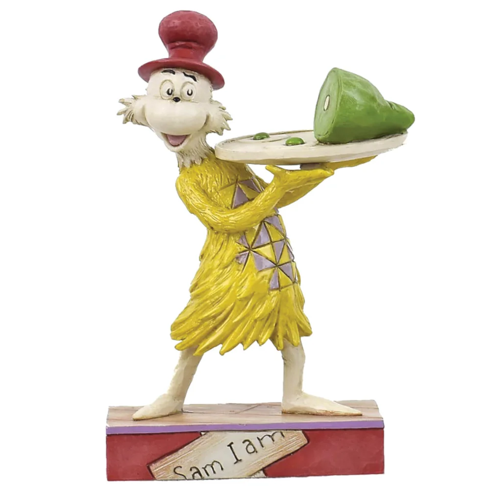 Dr. Seuss van Jim Shore. Sam die een bord Green Eggs and Ham vasthoudt Afbeelding 1