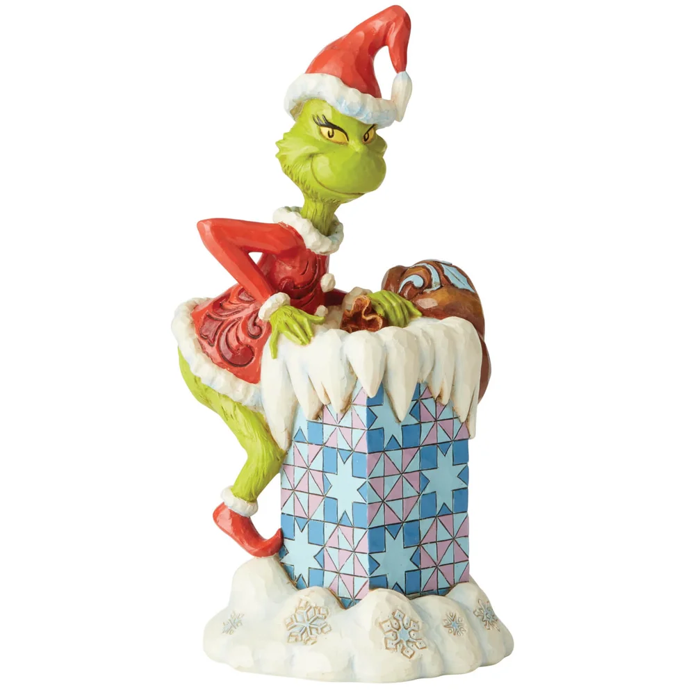 The Grinch By Jim Shore Grinch Climbing into Chimney Figurine Afbeelding 1