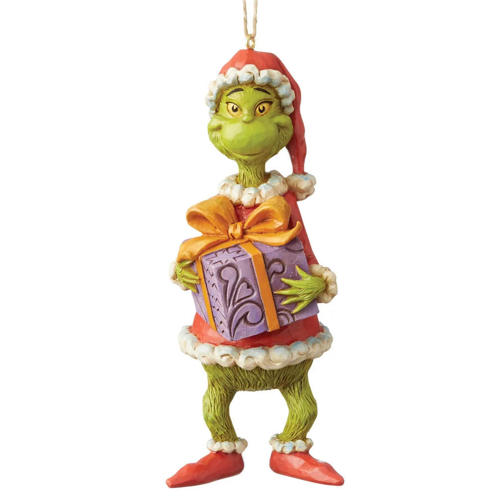 The Grinch By Jim Shore Grinch Holiding Present (Hanging Ornament) Afbeelding 1