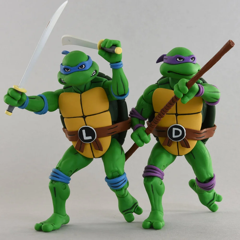 NECA Teenage Mutant Ninja Turtles Cartoon Series Leonardo and Donatello Action Figures 2 Pack Afbeelding 1
