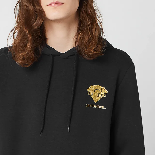 Harry Potter Gryffindor Unisex Embroidered Hoodie - Black