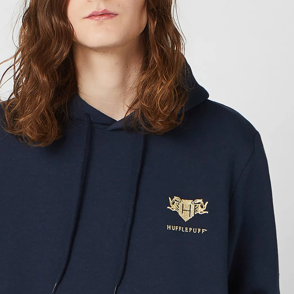 Harry Potter Hufflepuff Unisex Embroidered Hoodie - Navy - S Afbeelding 1