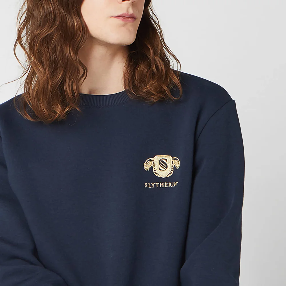 Harry Potter Slytherin Unisex Embroidered Sweatshirt - Navy - S Afbeelding 1