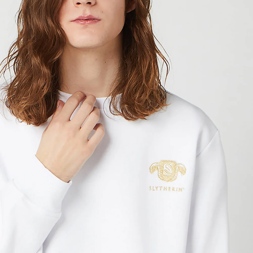 Harry Potter Slytherin Unisex Embroidered Sweatshirt - White - M Afbeelding 1