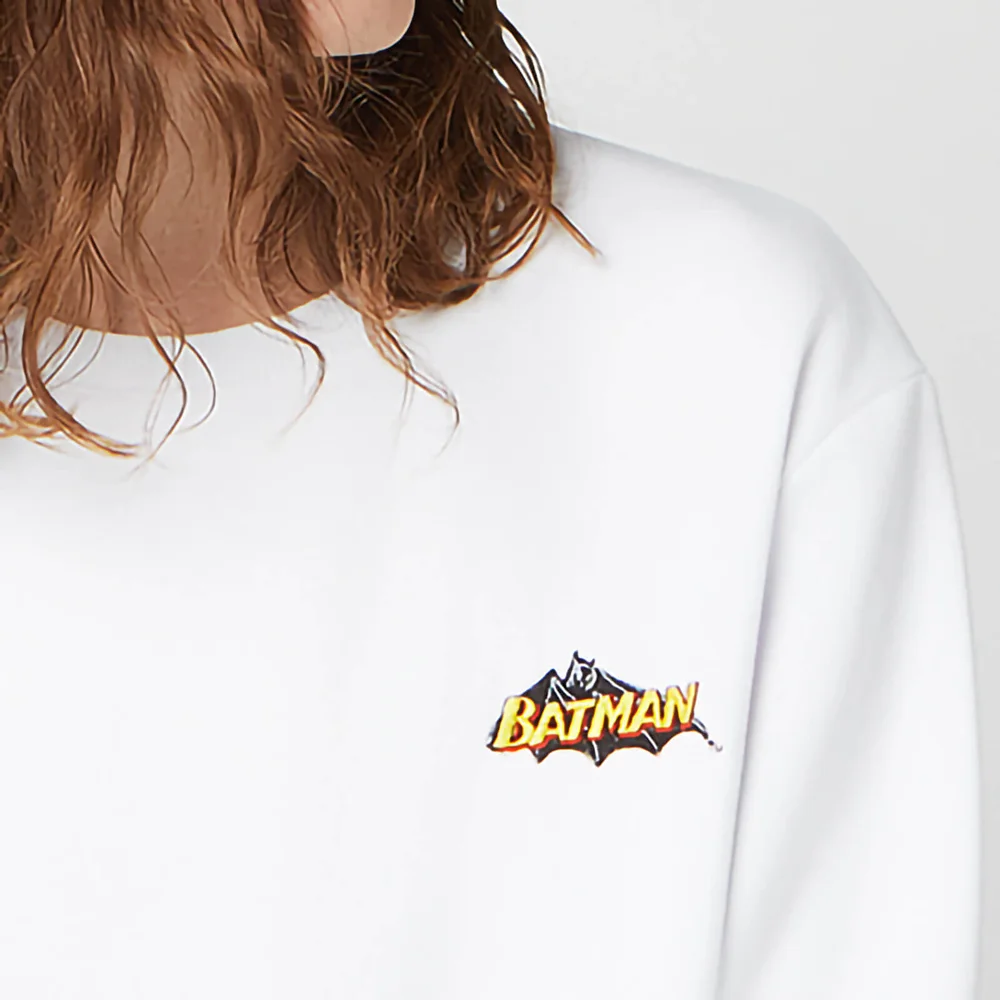 DC Batman Unisex Embroidered Sweatshirt - White - S Afbeelding 1