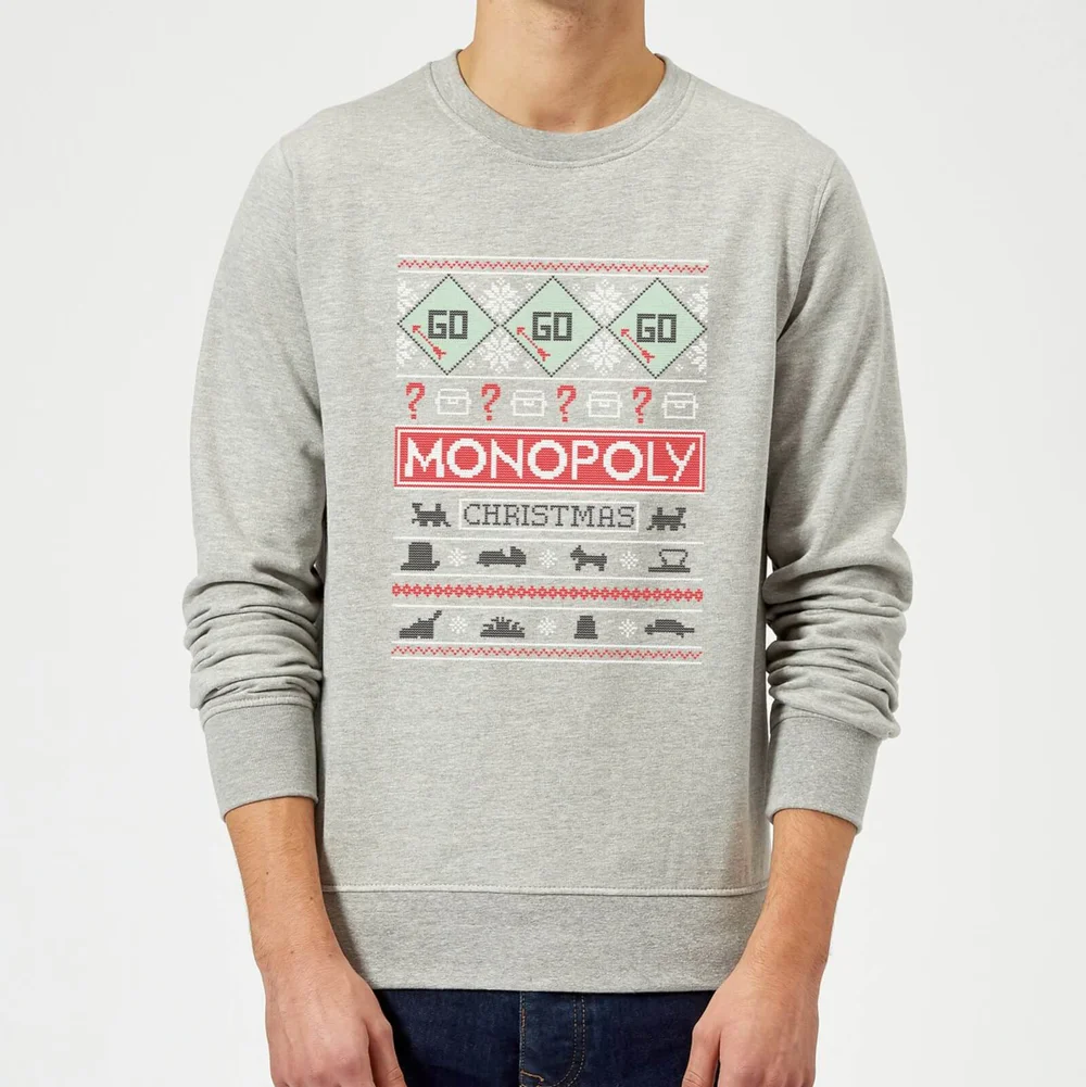 Monopoly Christmas Sweatshirt - Grey - S Afbeelding 1