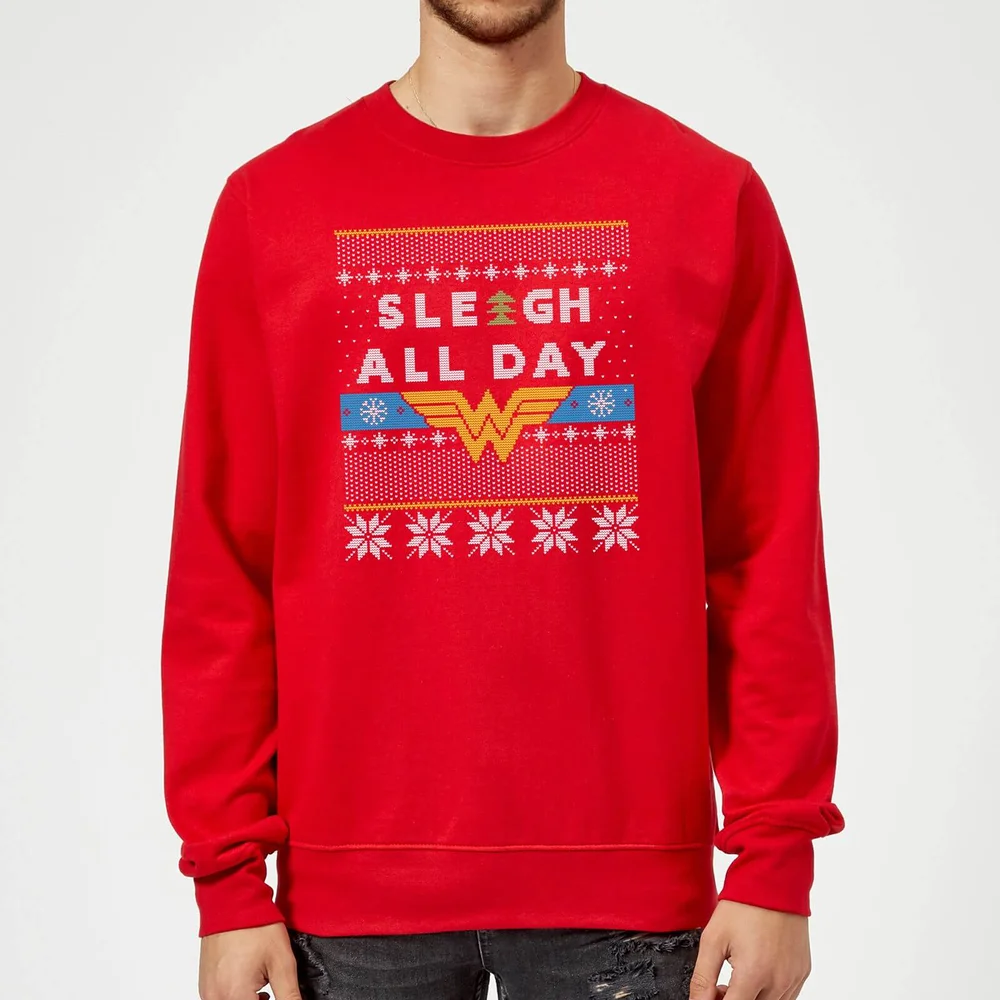 Wonder Woman 'Sleigh All Day Christmas Jumper - Red - S Afbeelding 1