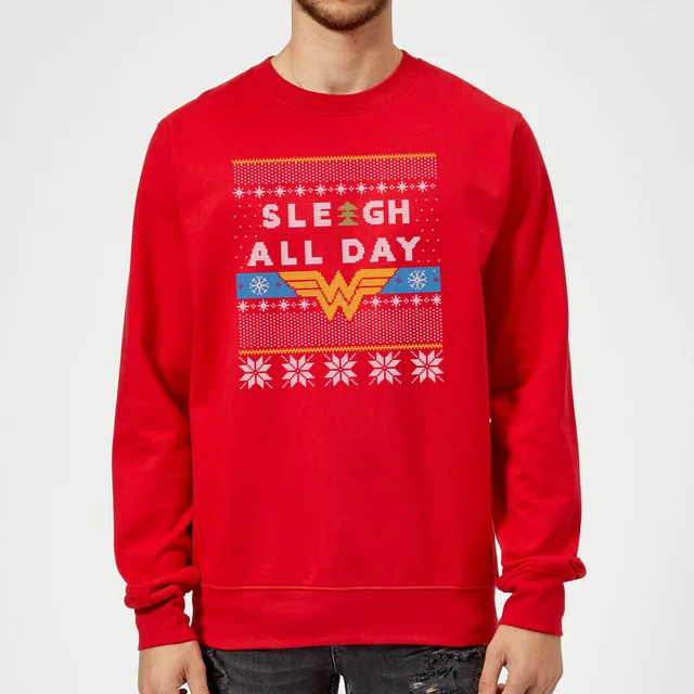 Wonder Woman 'Sleigh All Day Christmas Jumper - Red