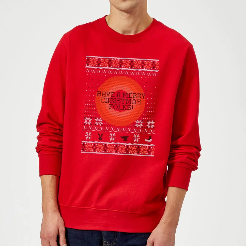 Looney Tunes Knit Christmas Jumper - Red - S Afbeelding 1