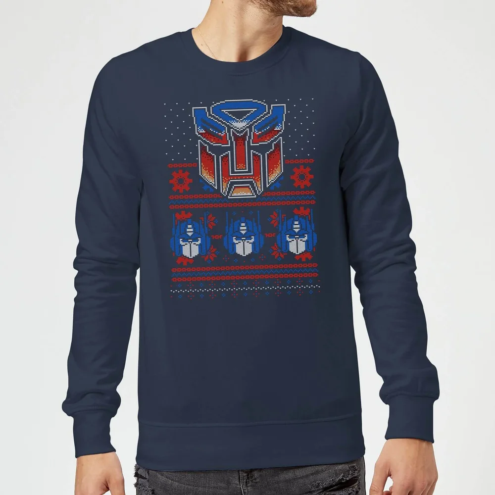 Autobots Classic Ugly Knit Christmas Jumper - Navy - S Afbeelding 1