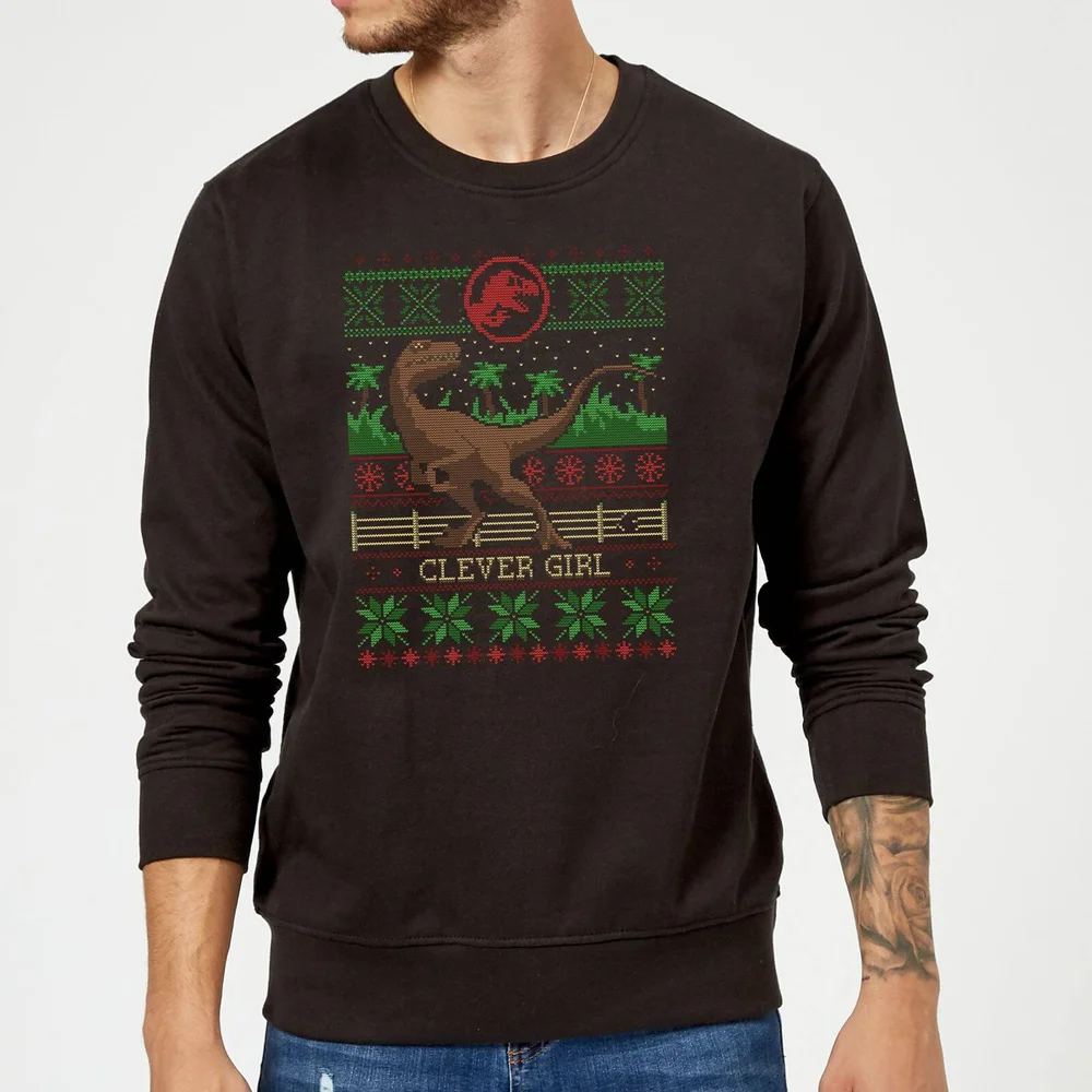 Jurassic Park Clever Girl Christmas Jumper - Black - S Afbeelding 1