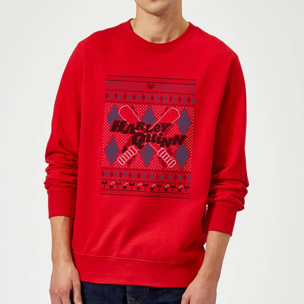 Harley Quinn Christmas Jumper - Red - S Afbeelding 1