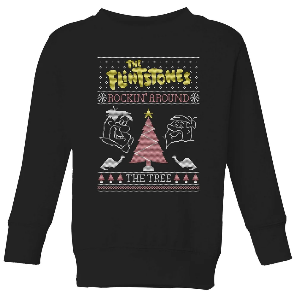 Flintstones Rockin Around The Tree Kids' Christmas Jumper - Black - 98/104 (3-4 jaar) Afbeelding 1
