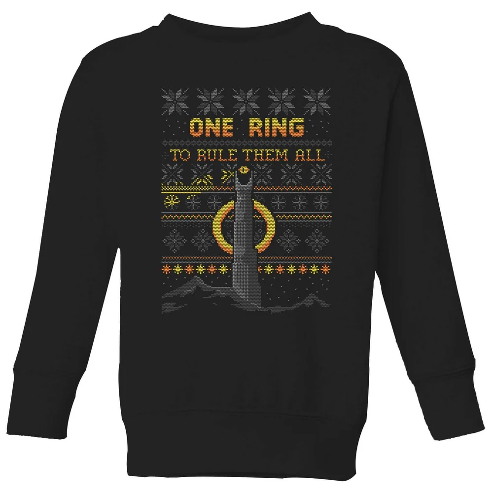 The Lord of the Rings One Ring Kids' Christmas Sweatshirt in Black - 98/104 (3-4 jaar) Afbeelding 1
