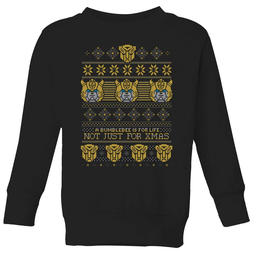 Bumblebee Classic Ugly Knit Kids' Christmas Jumper - Black - 98/104 (3-4 jaar) Afbeelding 1
