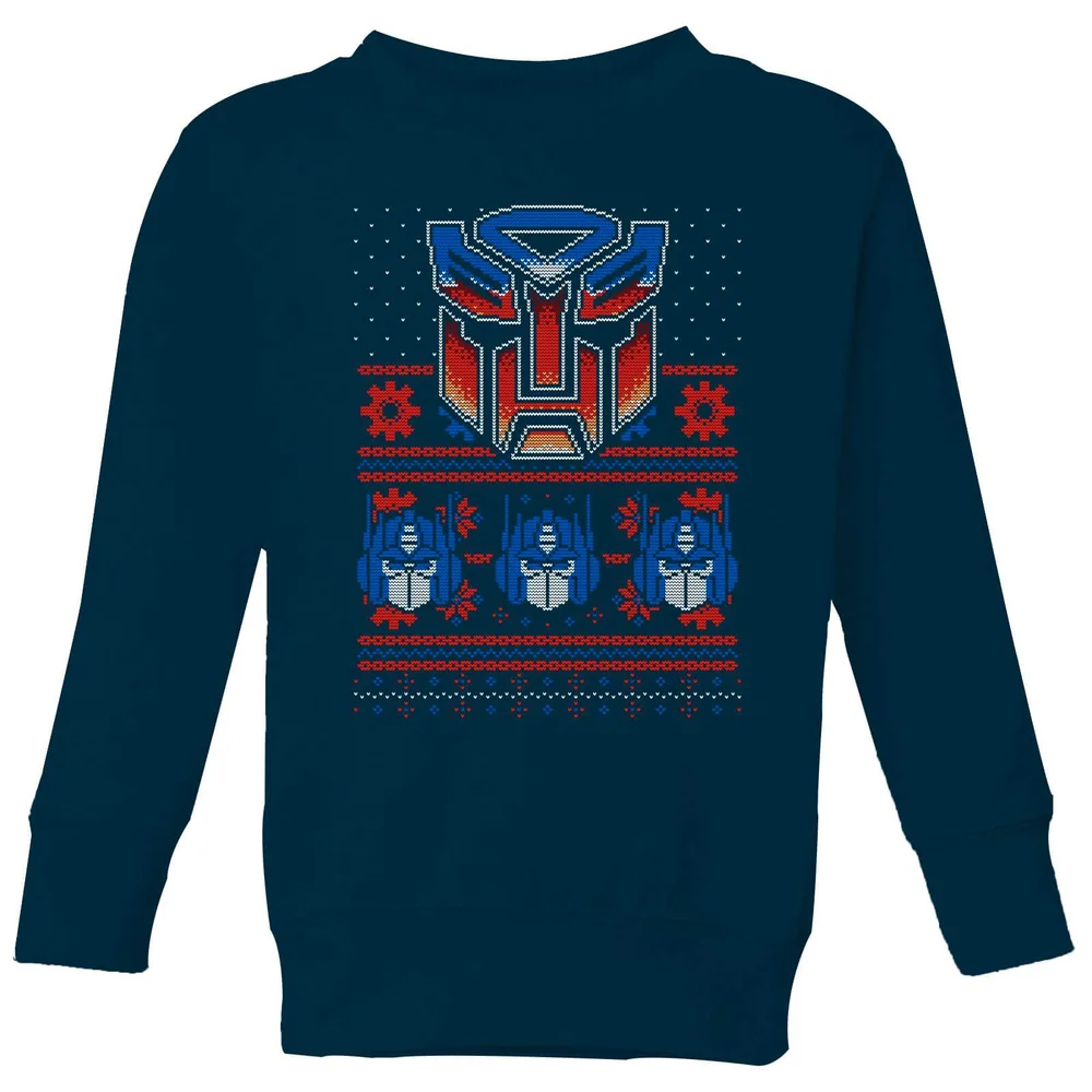 Autobots Classic Ugly Knit Kids' Christmas Jumper - Navy - 98/104 (3-4 jaar) Afbeelding 1