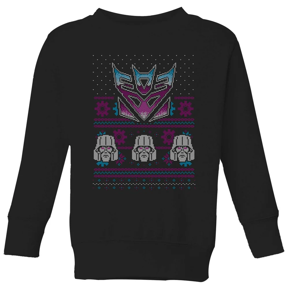 Decepticons Classic Ugly Knit Kids' Christmas Jumper - Black - 98/104 (3-4 jaar) Afbeelding 1