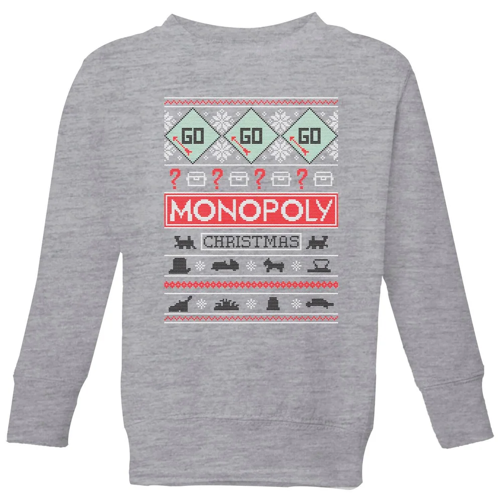 Monopoly Kids' Christmas Sweatshirt - Grey - 146/152 (11-12 jaar) - Grijs Afbeelding 1