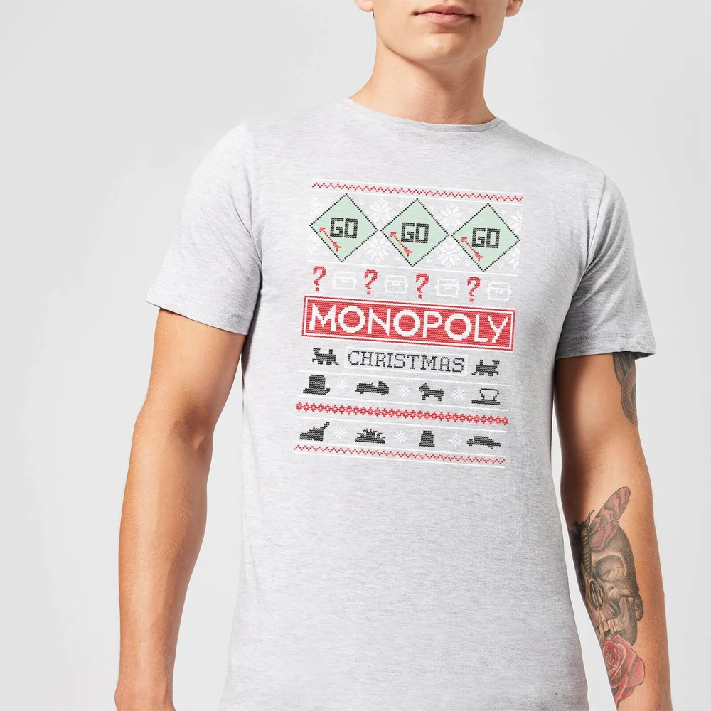 Monopoly Men's Christmas T-Shirt - Grey - S Afbeelding 1