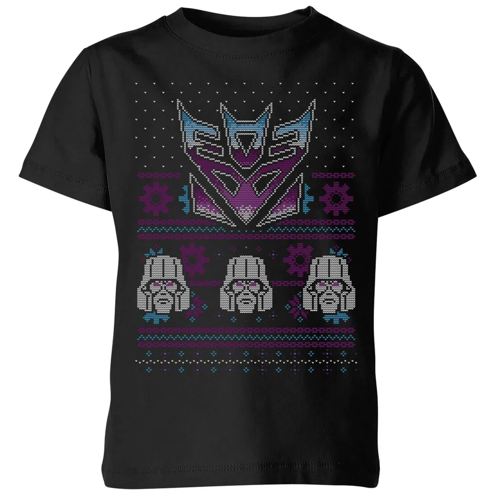 Decepticons Classic Ugly Knit Kids' Christmas T-Shirt - Black - 98/104 (3-4 jaar) Afbeelding 1