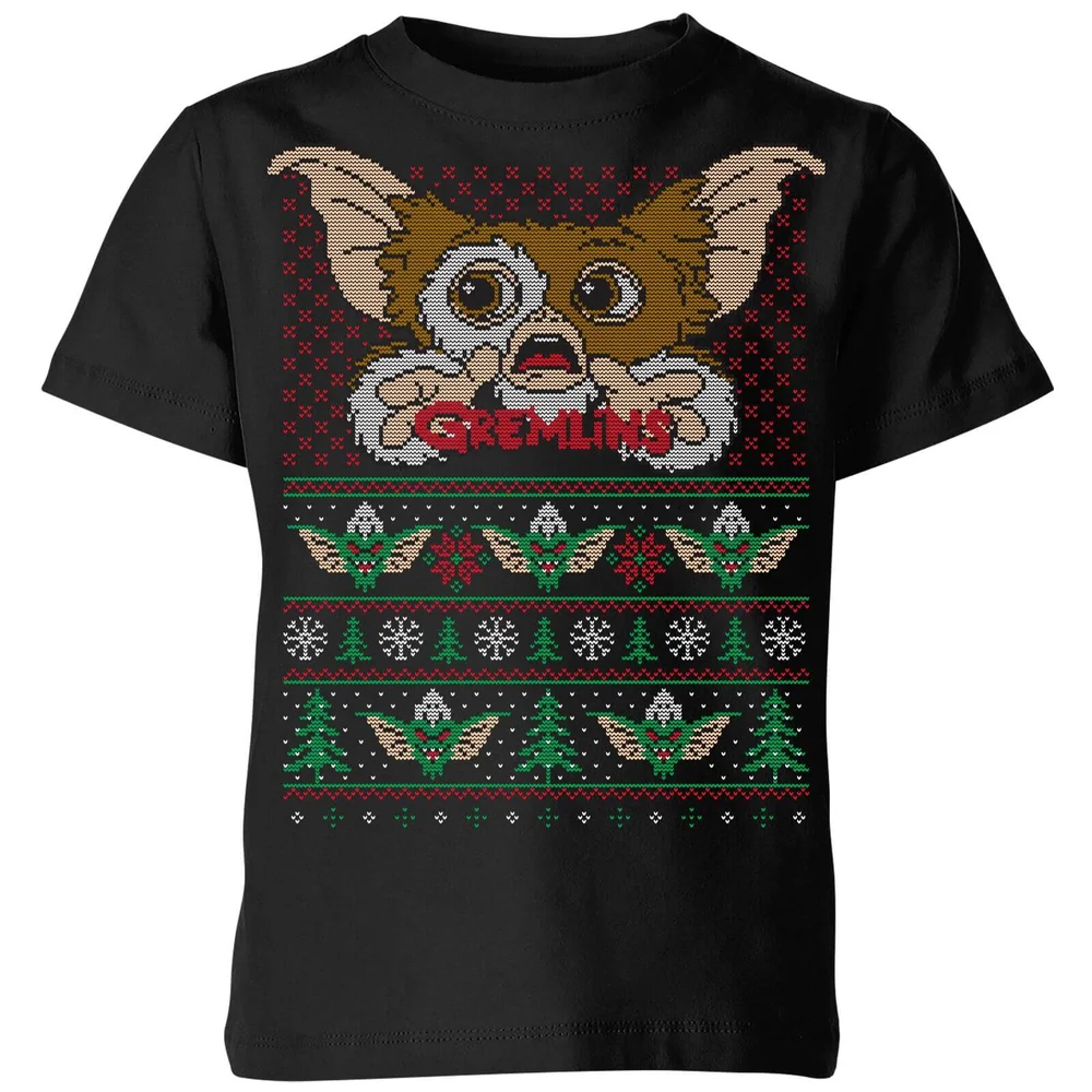 Gremlins Ugly Knit Kids' Christmas T-Shirt - Black - 98/104 (3-4 jaar) Afbeelding 1