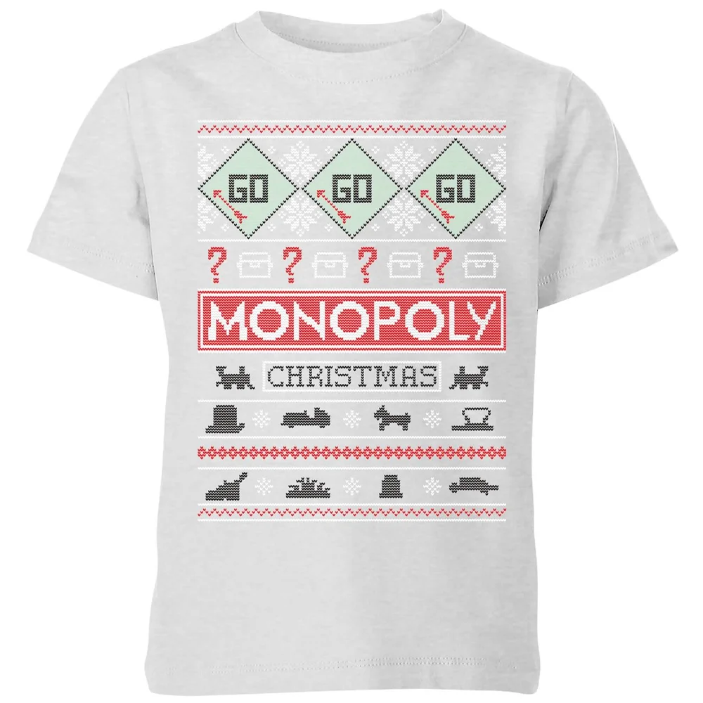 Monopoly Kids' Christmas T-Shirt - Grey - 98/104 (3-4 jaar) Afbeelding 1