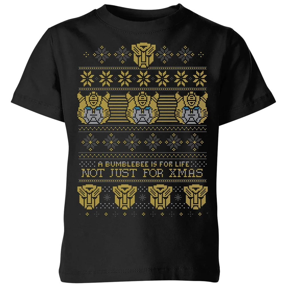 Bumblebee Classic Ugly Knit Kids' Christmas T-Shirt - Black - 98/104 (3-4 jaar) Afbeelding 1