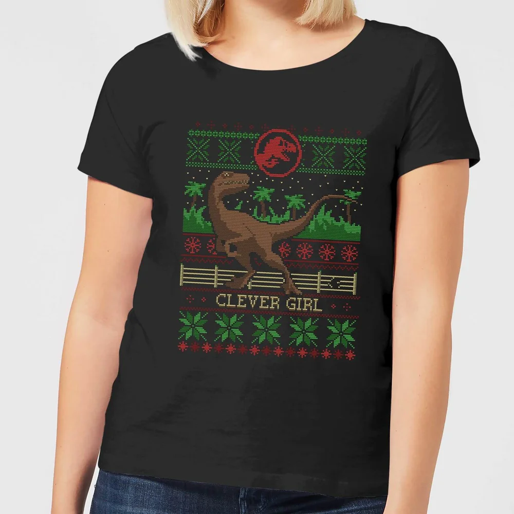 Jurassic Park Clever Girl Women's Christmas T-Shirt - Black - S Afbeelding 1