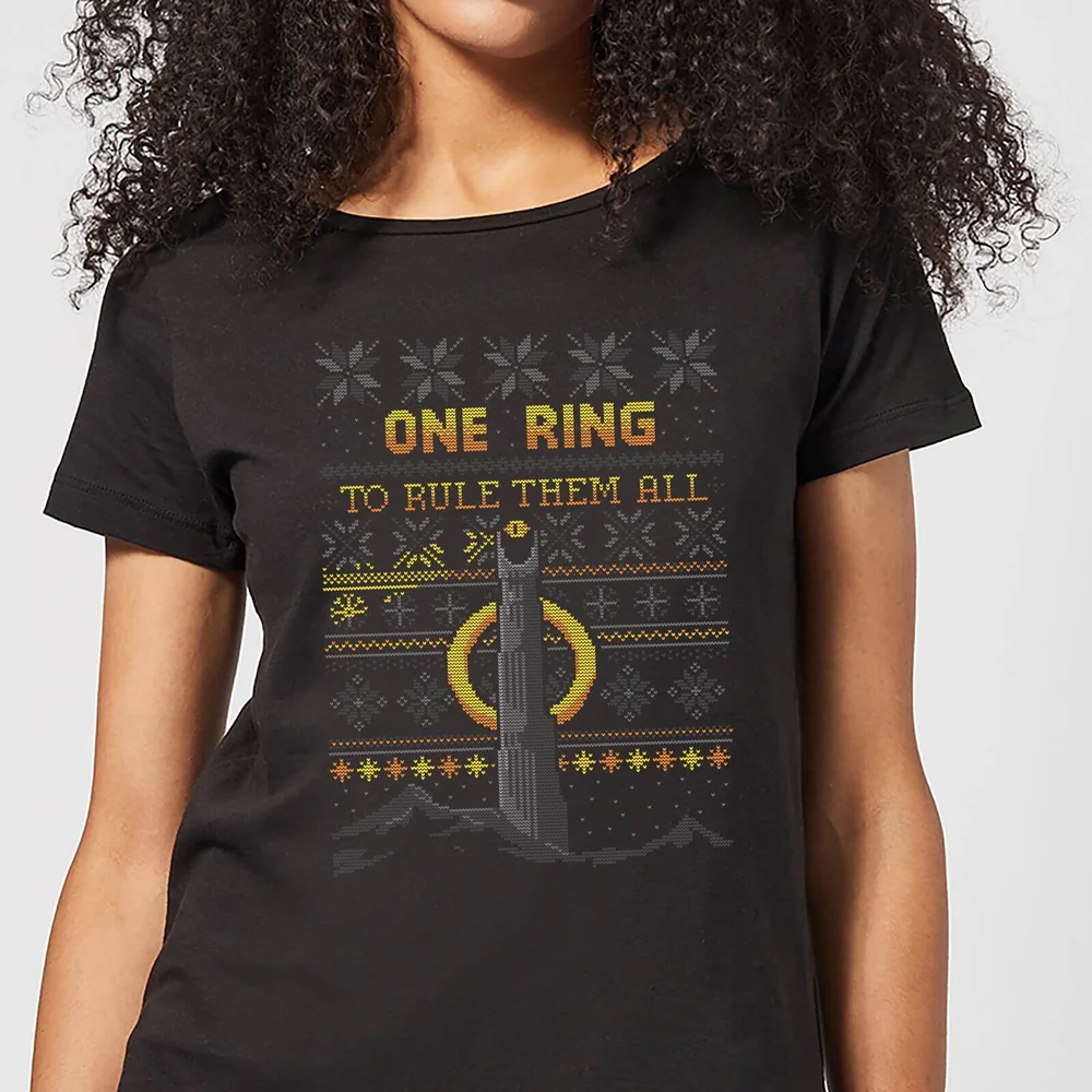 The Lord Of The Rings One Ring Women's Christmas T-Shirt in Black - S Afbeelding 1