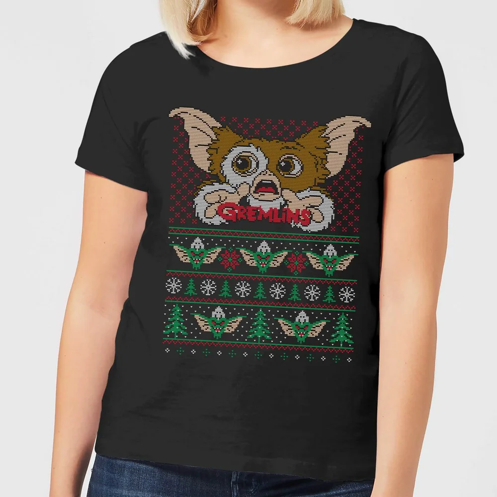 Gremlins Ugly Knit Women's Christmas T-Shirt - Black - XS Afbeelding 1