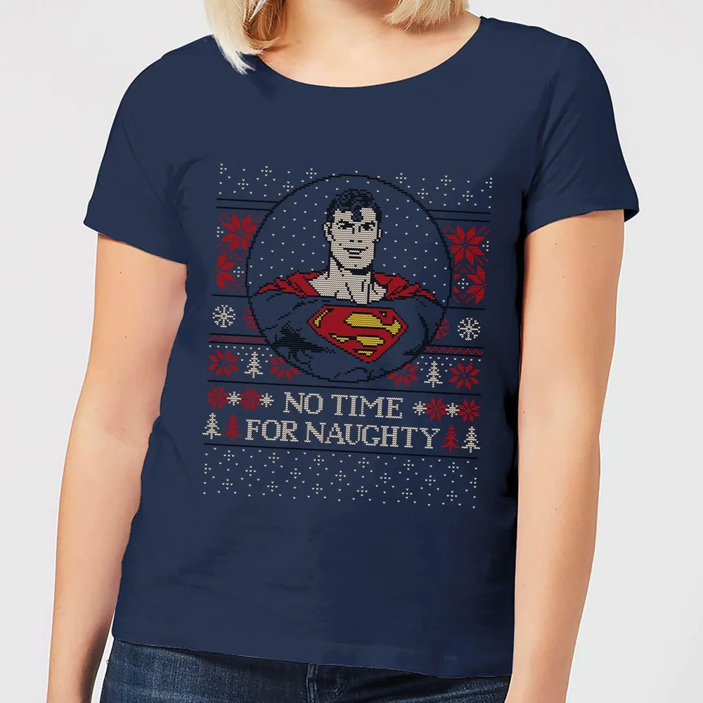 Superman May Your Holidays Be Super Women's Christmas T-Shirt - Navy - XS Afbeelding 1
