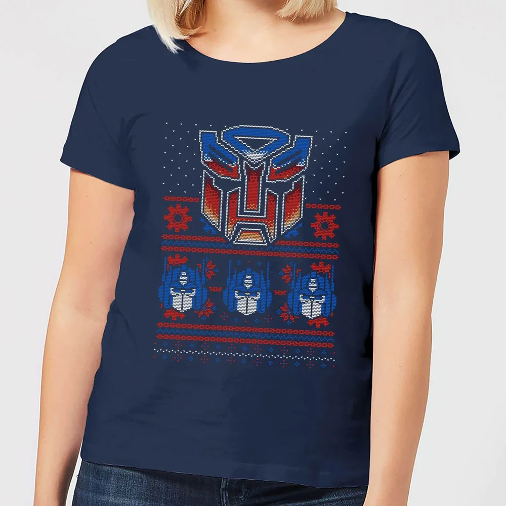 Autobots Classic Ugly Knit Women's Christmas T-Shirt - Navy - XS Afbeelding 1