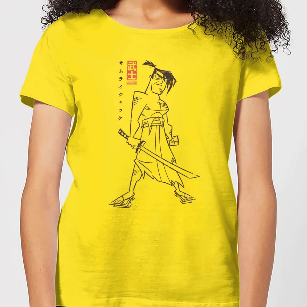 Samurai Jack Vintage Kanji Women's T-Shirt - Yellow - S Afbeelding 1