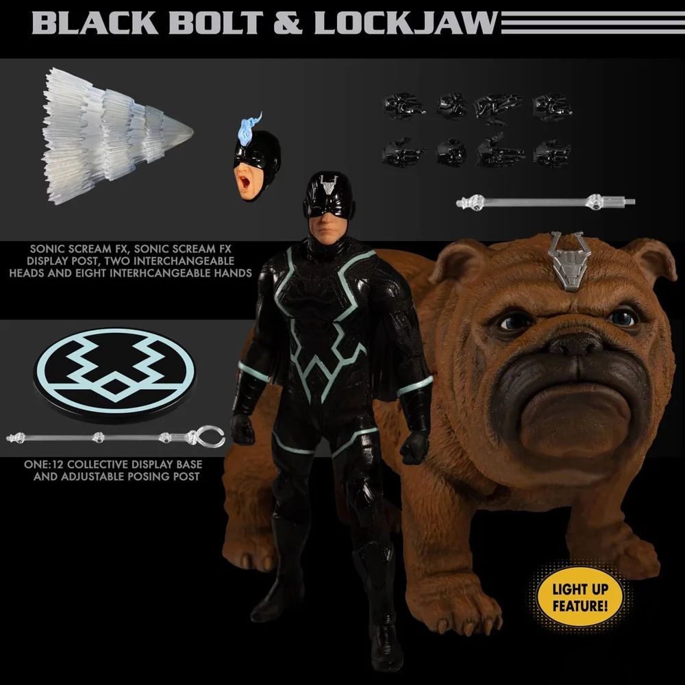 Mezco One:12 Collective Marvel Comics Black Bolt en Lockjaw Aktie Figuren Set Afbeelding 1