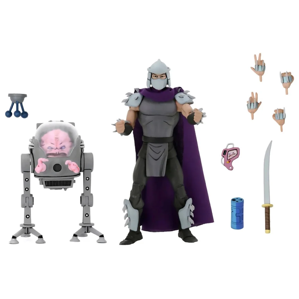 NECA Teenage Mutant Ninja Turtles Cartoon Series Shredder Vs. Krang in Bubble Walker Actie Figuren (2 Pack) Afbeelding 1