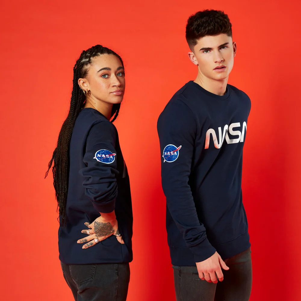 NASA Metallic Logo Unisex Sweatshirt - Navy - S Afbeelding 1