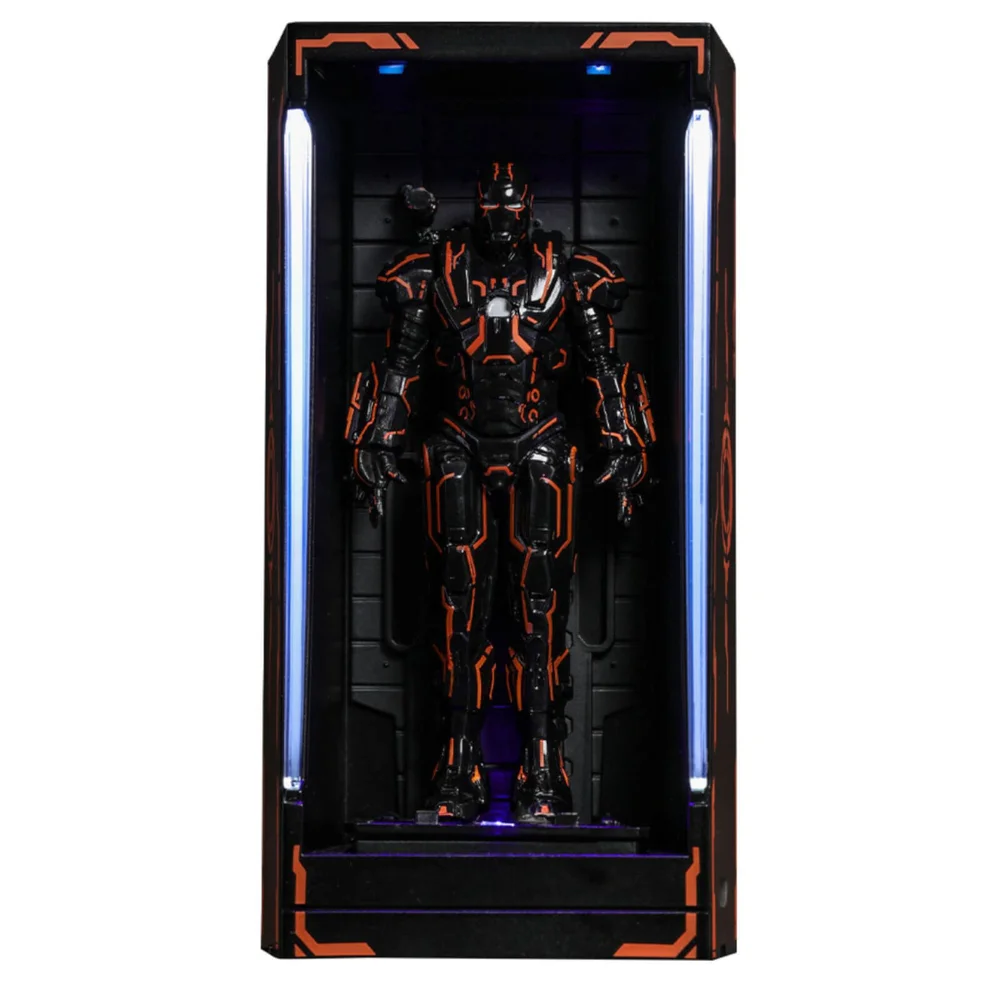 Hot Toys Iron Man 2 MMS Compact Series Diorama Neon Tech War Machine Hall of Armor 12cm Afbeelding 1